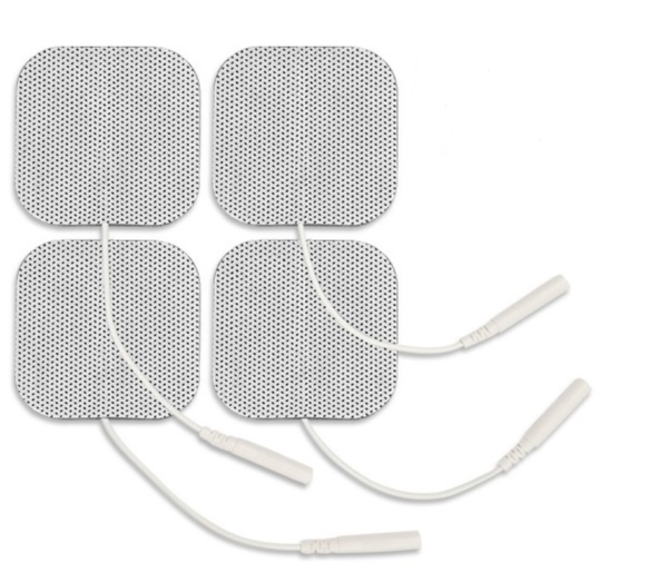 TENS Unit Electrode Pads, White Cloth Backed, 2 x 2 Square  ( 4 Pads )